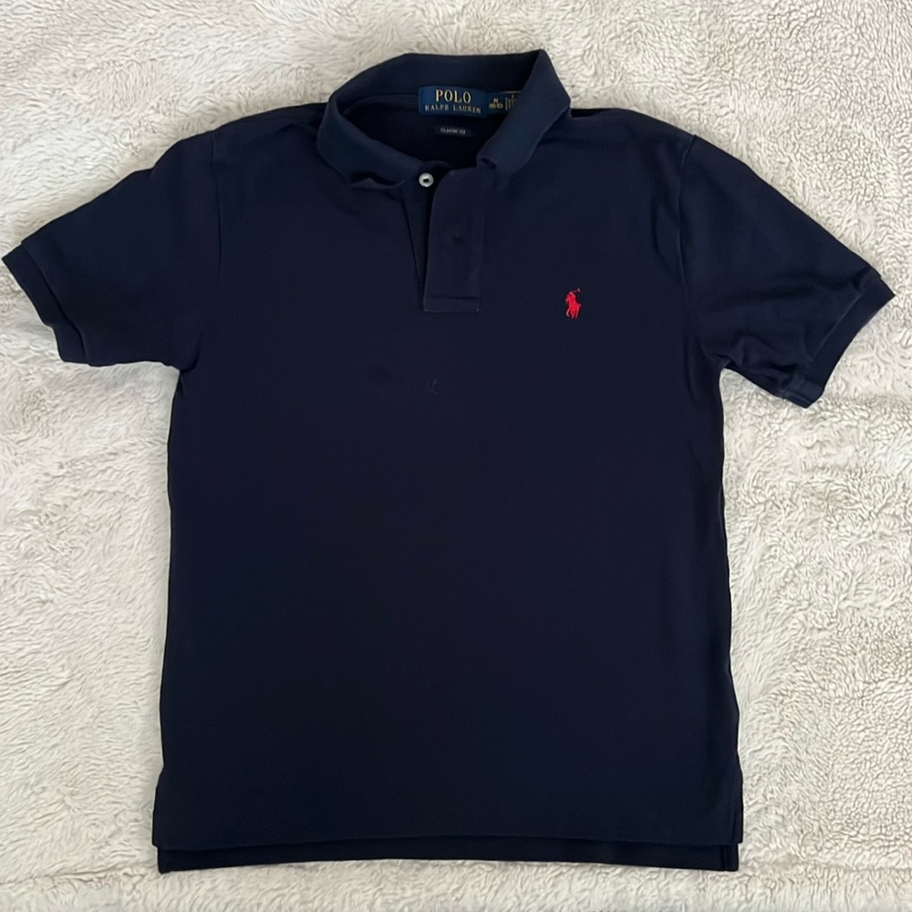 Ralph Lauren Mesh Polo Shirt Size M (10-12) Navy